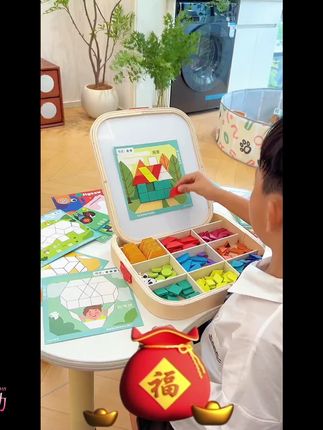 288片木质磁力拼图七巧板几何积木益智力早教玩具3-6岁儿童开发#儿童益智玩具 #木质拼图 #七巧板积木 #早教玩具 #36岁儿童