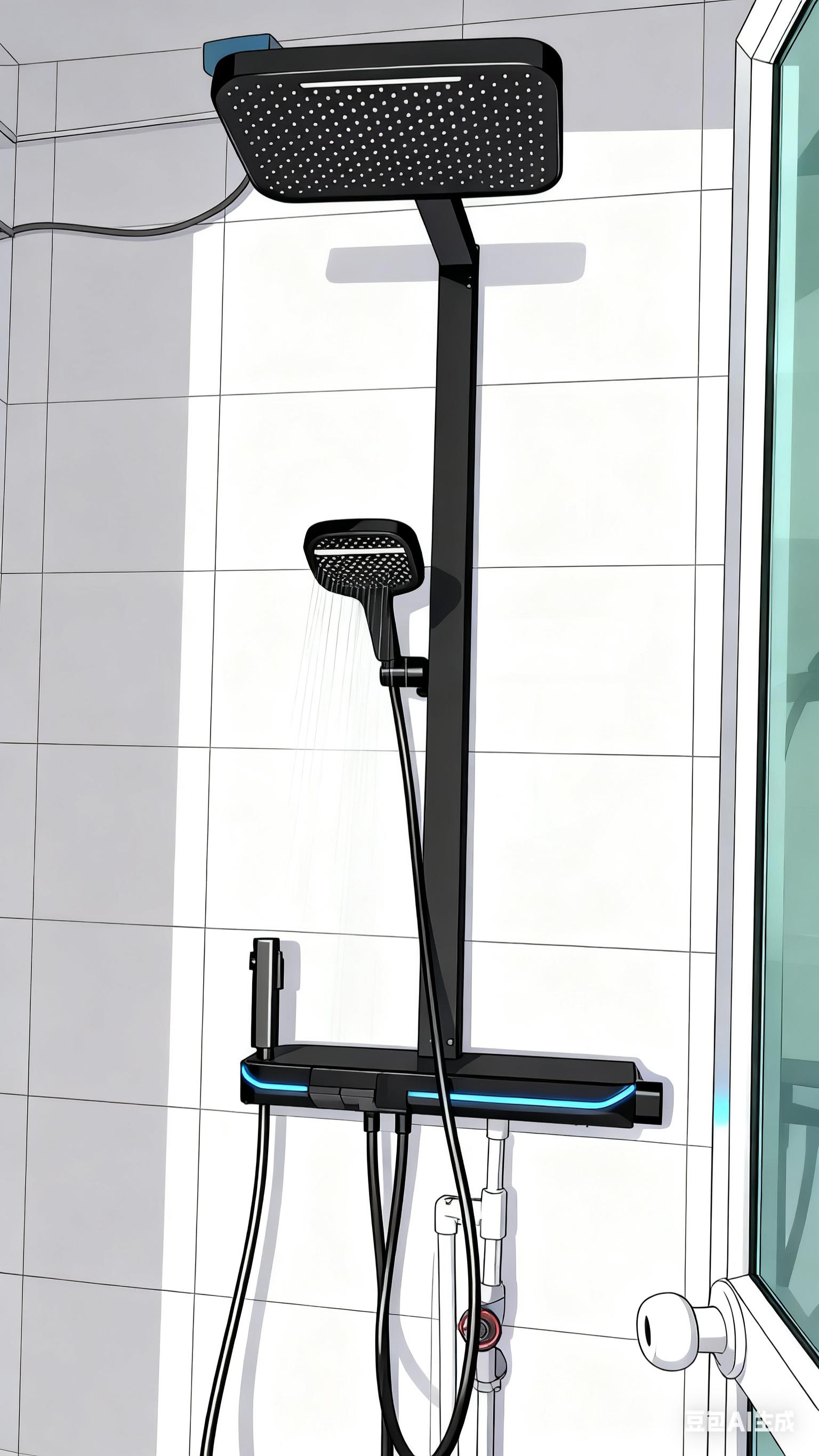 Haier/海尔智能数显置物家用增压花洒钢琴按键淋浴花洒套装喷头