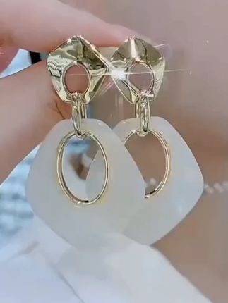高级感醋酸菱形耳环高端气质夸张个性耳坠网红银针港风复古耳饰女