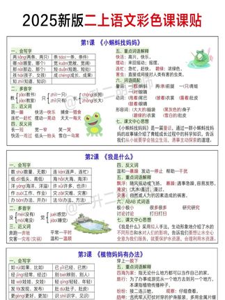二五秋新版#二年级上册 #语文 彩色#生字表 课课贴老师都整理好了,#家长收藏 。语文数学这两本神奇的小纸条真的是太方便了,开学前一定给孩子备上#数学