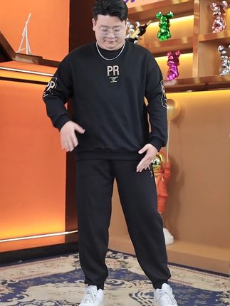 胖男生降温必入的运动套装?穿过这套的都回购了 #大码男装 #卫衣套装 #休闲运动套装 #套装两件套 #遮肉显瘦