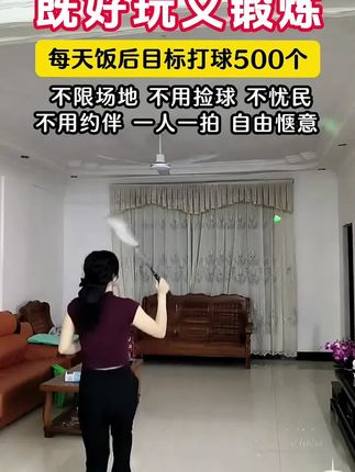 在家就能打的#室内羽毛球 ,不限场地,不用捡球,锻炼身体 #羽毛球训练器 #居家锻炼