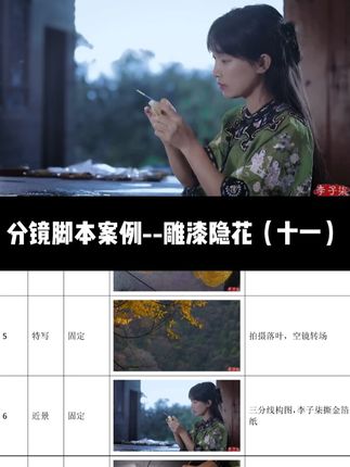 日常记录vlog分镜拆解11 取自李子柒雕漆引花片段 #日常记录 #分镜头脚本 #构图 #视频拍摄 #vlog拍摄