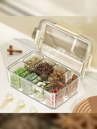 厨房收纳魔法师 香料收纳盒,大容量便携设计,分区收纳让烹饪更便捷。让你的厨房从此告别杂乱,开启整洁美好烹饪新篇章 #家居好物推荐 #烹饪调料 #收纳整理 #厨房收纳 #分格调料盒