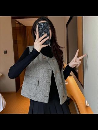 小香风西装马甲外套女春秋外穿短款法式名媛高级无袖马夹坎肩背心 #秋冬时尚穿搭 #时尚穿搭 #简约时尚 #气质穿搭 #马甲外套