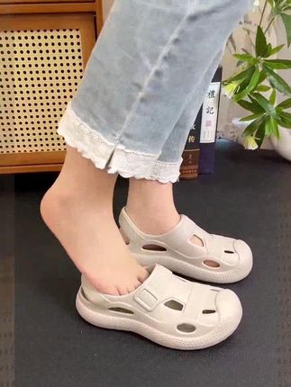 夏季新款EVA一体成型凉鞋女透气懒人一脚蹬凉拖鞋速干外穿洞洞 #夏季凉鞋# 好穿不累脚
