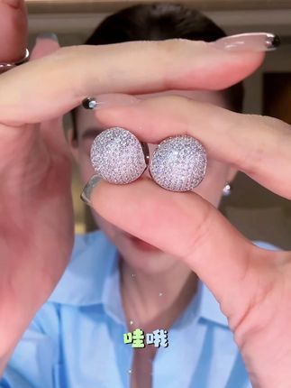 G XIAOXIAO 镀K金 轻奢气质高级感圆形满镶耳环 #珠宝首饰