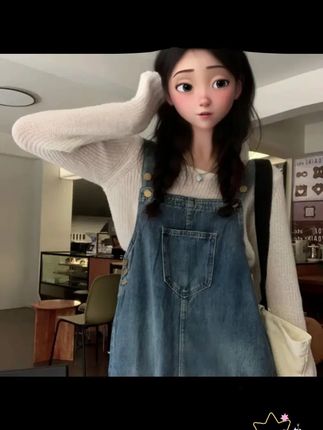 复古牛仔背带裙设计感2025夏新款韩版宽松吊带裙子女中长款连衣裙 #遮肉显瘦 #夏季穿搭 #显白 #藏肉显瘦穿搭 #面料柔软舒适
