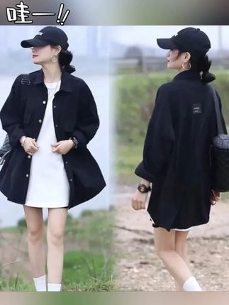 加大300斤可穿 秋季设计感百搭衬衫外套背后小标洗水宽松休闲外套#显瘦穿搭 #品质女装 #搭配技巧 #大码女装 #视频同款在橱窗