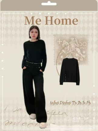 ME【无限回购】1绵羊毛无缝一体针织上衣圆领保暖毛衣       #穿搭          #显瘦穿搭       #美出高级感       #ootd穿搭        #谁穿谁好看