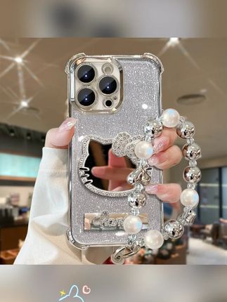 #手机壳 KT镜子公仔适用苹果17华为vivo/oppoiPhone16四角防摔手机壳#防摔手机壳 #苹果手机壳 #华为手机壳 #镜子手机壳