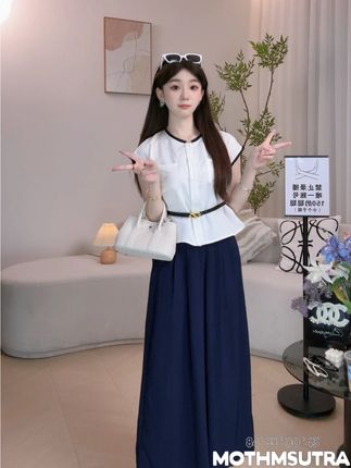 2025法式气质小个子夏季时尚两件套韩版流苏拼接马甲+阔腿裤 #法式气质套装 #小个子穿搭 #小个子阔腿裤 #马甲t恤两件套 #夏季新款女装