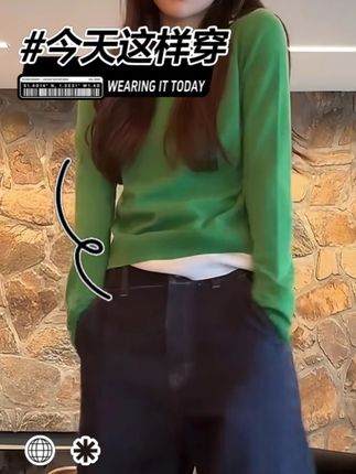 高腰小款毛衣女春秋显瘦百搭休闲针织衫内搭短款打底衫小个子上衣 #ootd穿搭 #品质女装 #穿出高级感 #显瘦遮肉 #今天穿什么
