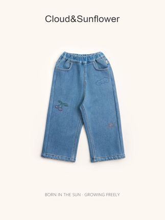 女童冬季牛仔裤挖到宝!樱桃云朵小标添童趣,软乎乎加绒不冻腿,休闲百搭超实穿~#高品质童装 #百搭裤子 #蕊儿妈 #秋冬穿搭 #云朵小葵