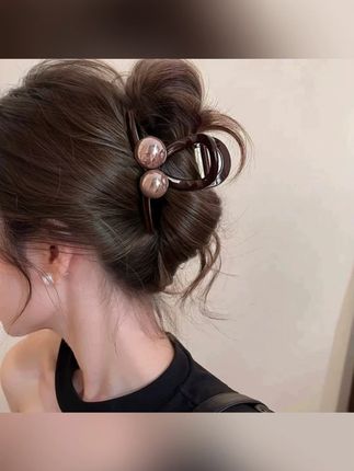 玫乐发饰复古咖色珠珠高颜值流行新款大号发夹刘海女生氛围感#发饰 #复古发夹 #珠珠发夹 #女生好物 #氛围感发夹