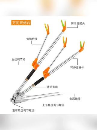 #郝邵文 推荐 双鱼竿支架地插架杆不锈钢炮台支架双炮台地插支架鱼竿架渔具伸缩#双鱼竿支架 #鱼竿支架 #地插架杆 #地插架