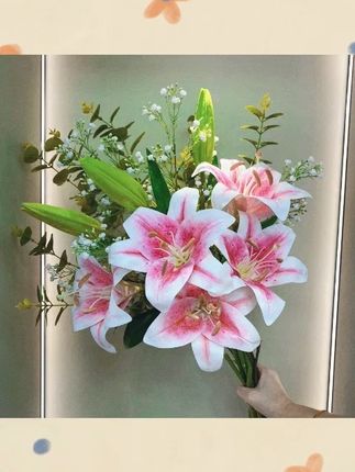 仿真花束百合满天星套装花束家居摄影装饰摆件样板房软装花艺#仿真花束 #百合满天星 #家居装饰 #摄影摆件 #软装花艺