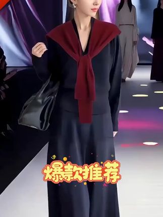 安可拉红色百搭针织披肩女春夏新款外搭空调房搭肩打结围巾护颈
