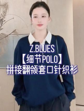 Z.blues【细节POLO】拼接翻领套口针织衫 #外贸家#zblues#ootd穿搭#谁穿谁好看#针织衫