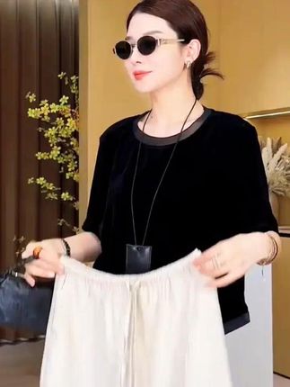 后妈裙夏季薄款流光半身裙百搭冰丝高腰显瘦垂感醋酸开叉中长裙子