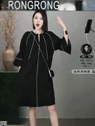 溶溶【午夜听风】RONGRONG莱赛尔亚麻喇叭袖蕾丝花边连衣裙L25X815L#连衣裙 #穿出高级感 #显瘦穿搭 #时髦精 #溶溶rongrong