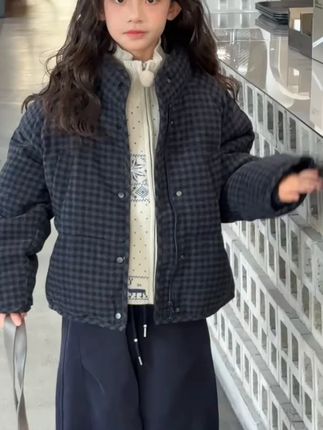 女童韩版棉服冬季大童初中生格子棉衣 #女童棉衣 #儿童棉衣 #高品质童装 #谁穿谁好看 #骗你生女儿