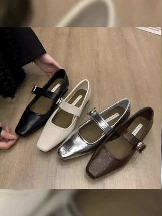 法式方头气质玛丽珍鞋女2025春季新款百搭复古时尚一字带浅口单鞋 #夏季穿搭 #女鞋分享 #夏季凉鞋 #尖头粗跟玛丽珍 #尖头靴
