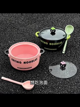高颜值卡通泡面碗带盖宿舍学生用螺蛳嗦粉碗家用陶瓷方便面专用碗#高颜值泡面碗 #卡通泡面碗 #宿舍好物 #陶瓷碗 #螺蛳粉碗