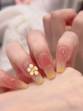 手工穿戴甲水润黄白色猫眼夏日简约显白高级感美甲穿戴甲片