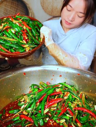 H-没想到辣椒腌出来居然这么好吃,平时吃饭配粥都很不错,爽辣脆口,一口接着一口,根本停不下来#腌辣椒 #下饭菜 #辣椒
