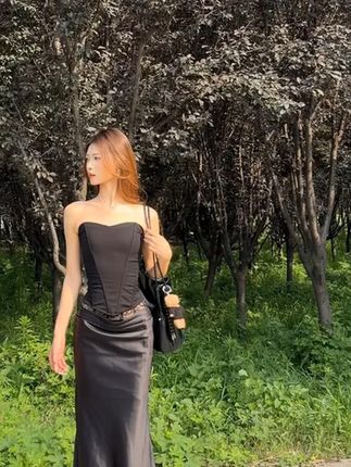 BETTER ME 欧美风性感立体鱼骨束身抹胸修身背心显瘦内 #鱼骨胸衣鱼尾裙半身裙# ootd穿搭 #高级感穿搭# 蕾丝缎面鱼尾