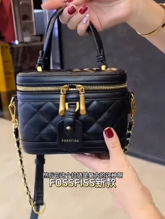 FOSSFISS新款升级菱格时尚休闲百搭潮流手提单肩斜挎小香风盒子包