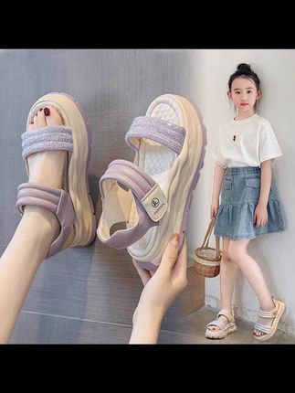 女童凉鞋夏季2025新款儿童公主鞋子罗马软底沙滩鞋女孩小学生#女童凉鞋 #夏季新款 #公主鞋子 #罗马凉鞋 #小学生凉鞋