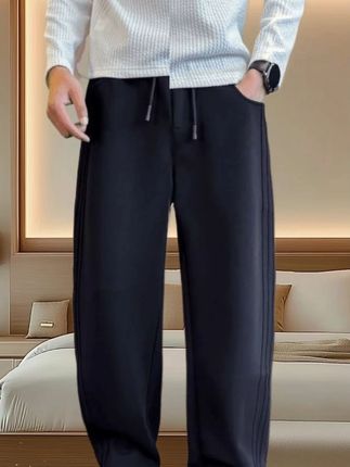 男士卫裤秋季裤子男款爆款2025新款百搭直筒弯刀裤男装运动休闲裤