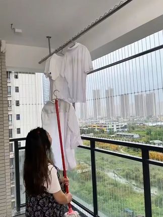 居厨厨晒衣杆家用阳台伸缩晾衣架升降吊挂不锈钢免打孔晒被子神器#家用好物 #阳台晒衣杆 #伸缩晾衣架 #免打孔 #晒被子神器