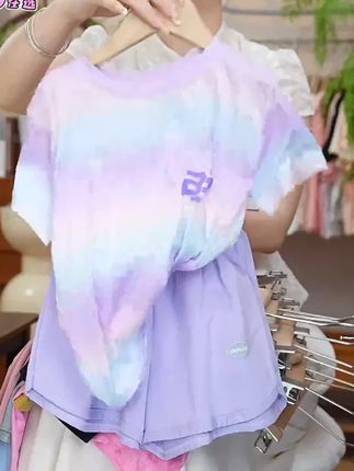 女童新款套装洋气时尚飞袖短裤休闲潮流宽松两件套夏季韩版#夏季新款 #国风古韵 #谁穿谁好看 #穿出高级感 #面料舒适透气