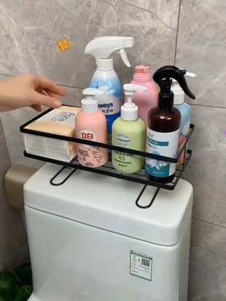 免打孔马桶置物架浴室坐便器上方储物架卫生间壁挂沥水架收纳架子第一次见过这个置物架,给马桶用上这样的置物架,方便收纳不占空间,还不影响马桶正常使用。 #实用好物 #马桶置物架 #方便又实用 #置物架