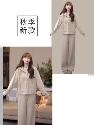 G09350 【mimius】P 秋冬加绒加厚卫衣+裤子套装#游鹿鹿 #早秋穿搭 #通勤搭配 #休闲减龄穿搭 #卫衣