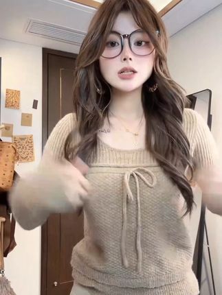 设计感拼接温柔蝴蝶结系带针织衫上衣秋冬#谁穿谁好看 #显瘦穿搭 #秋季新款 #遮肉显瘦 #上衣