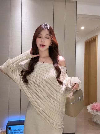 神明少女早秋慵懒穿搭长袖针织两件套2025新款坑条上衣半身裙0236 #夏季新款 #夏季穿搭 #显瘦穿搭 #谁穿谁好看 #美出高级感