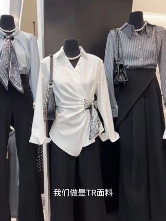规则丝巾绑带polo领长袖衬衫收腰衬衣女高级感轻奢减龄洋气上衣 #穿出高级感 #衬衫 #品质女装 #小众设计感 #每日新款每日分享