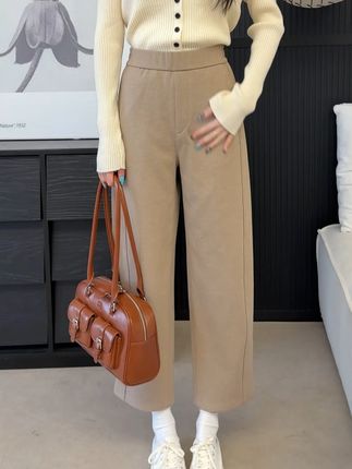 441016冬季加厚保暖毛呢裤 #百搭裤子 #休闲裤女 #毛呢裤女 #九分裤女 #加厚保暖一件过冬