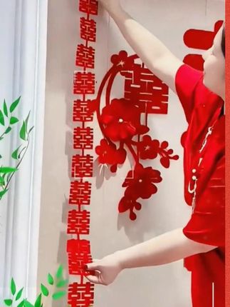 #结婚床头背景墙装饰 #结婚喜字背景 #婚房布置 #结婚婚房装饰 #婚庆用品 仪式感满满