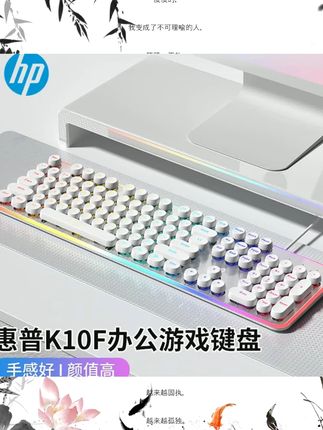 HP惠普K10F静音键盘真机械手感女生办公游戏有线游戏彩虹灯效#数码科技 #手机数码 #手机配件