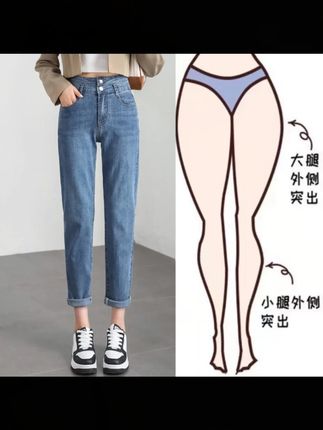 2025年新款牛仔裤女高腰老爹裤秋季百搭高弹显瘦大码哈伦萝卜裤子#2025牛仔裤 #高腰老爹裤 #秋季百搭 #高弹显瘦 #哈伦萝卜裤