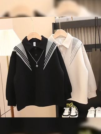 潮童Polo领卫衣|男童POLO领卫衣|Polo领卫衣品牌| #潮童必备 #卫衣 #男生穿搭 #早秋穿搭 #男生秋日有效穿搭 童装男童秋装卫衣2025新款儿童春秋款POLO衫长袖衫男孩宽松百搭潮