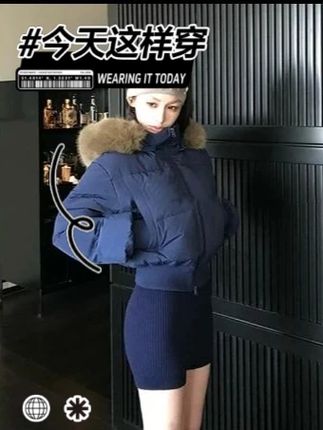 美式复古大毛领棉服女2025冬季新款收腰加厚连帽保暖短款棉衣 #美式 #复古 #棉服 #新款 #收腰