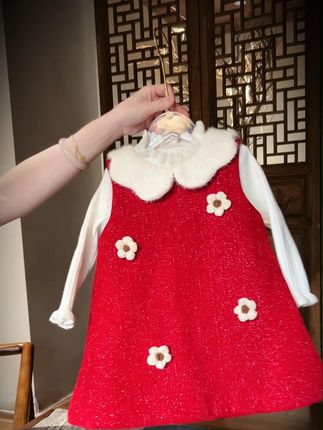 女宝宝秋季新款红色背心裙套装 #女童套装 #宝宝裙子 #女童背心裙