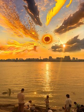如此绝美的“六龙夺珠”晚霞,当然要分享给你啦,记得许愿!#晚霞 #治愈系
