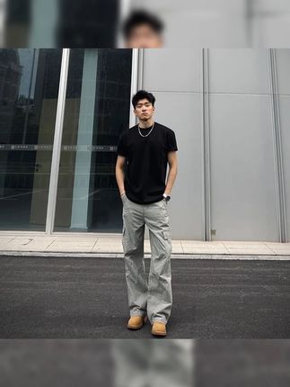 秋季新款美式复古工装休闲裤潮流高级感cleanfit高街宽松直筒裤子#ootd穿搭 #男生穿搭 #男友穿搭 #今天穿什么 #男生穿搭日记